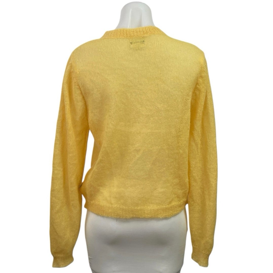 Two Thirds Women's Yellow Alpaca Button Down Long Sleeve Cardigan Sweater Top M — image 3 of 5